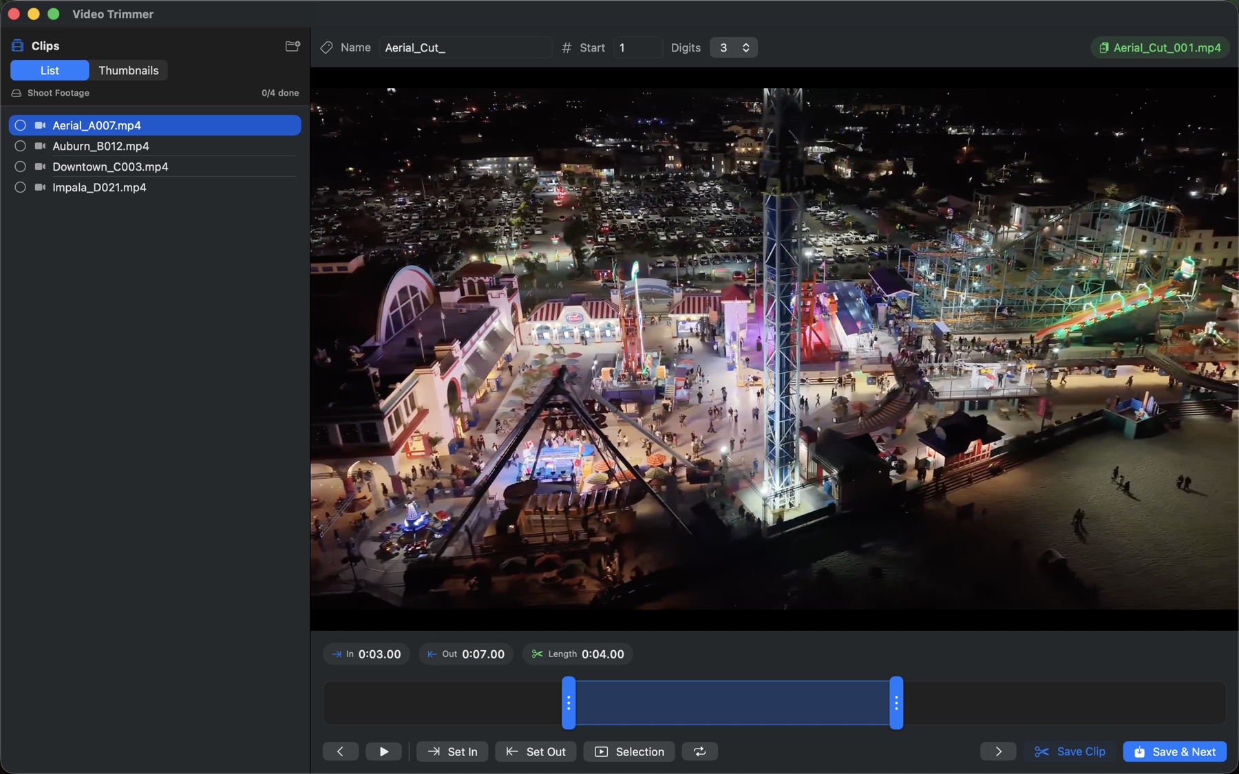 Video Trimmer running on macOS